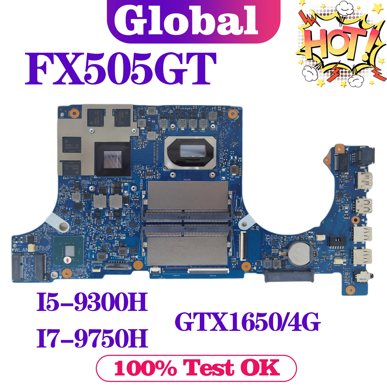 

FX505GT-MB Mainboard For Asus TUF Gaming FX505G FX505GT FX95GT FX95G Laptop Motherboard I5-9300H/I7-9750H GTX1650/4GB GDDR5