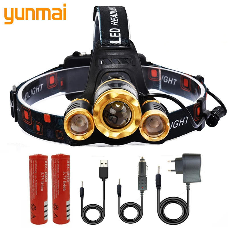 

900,000LM Led Headlamp Zoomable Adjustable Headlight 1*T6 & 2*Q5 USB Rechargeable Head Flashlight Light Lamp Torch 18650 Battery