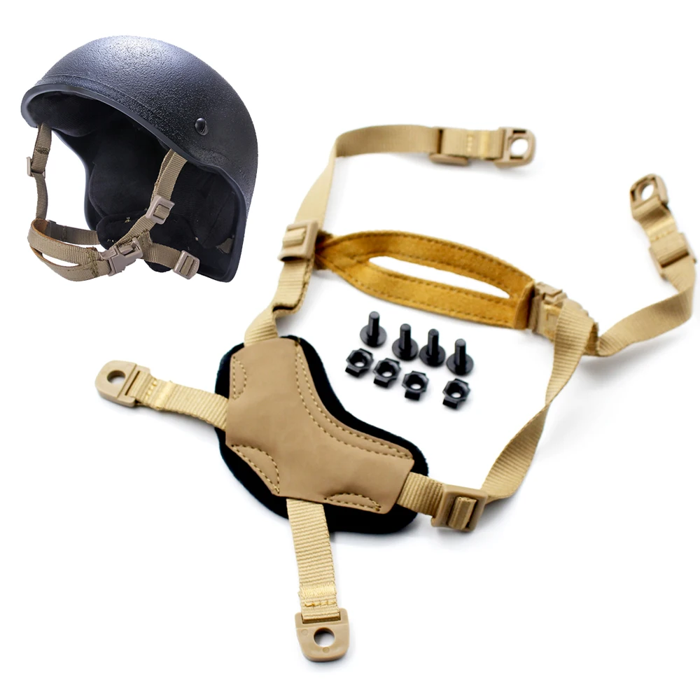 

Tactical Airsoft Helmet Chin Strap X-Nape Suspension Adjustable System for MICH FAST IBH Helmets 4-Point Chin Strap