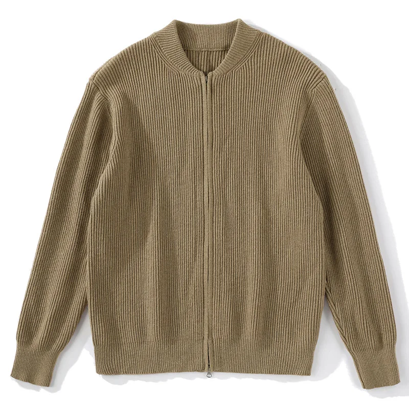 Spring and Autumn Double Zipper Design Cardigan Sweater Men's Simplicity Versatile Solid Color Sweater Trendy Men's Coat