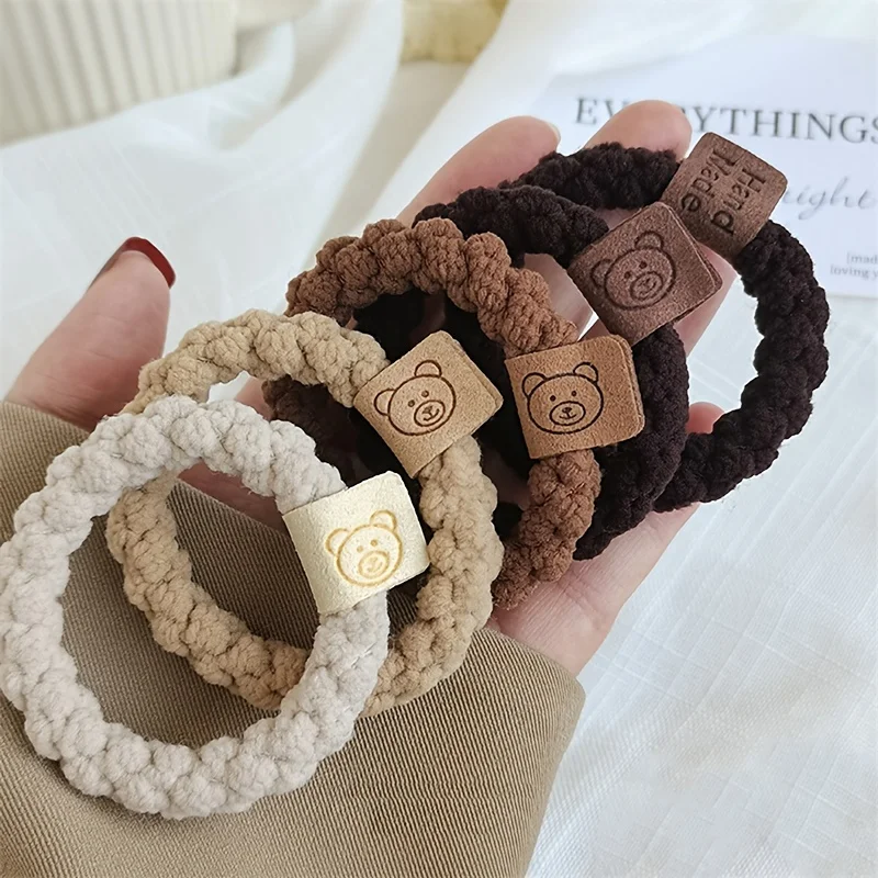 

YANZAI 5pcs Plush Elastic Hair Rubber Bands For Women Girl Scrunchies Accessories Tie Hair Ring Rope Headwear Ponytail Holder