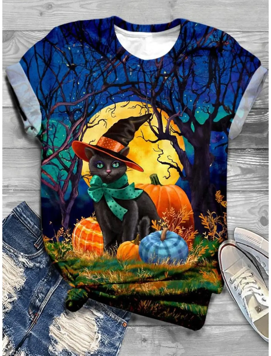 

Girls T-shirt Women's T-shirt Summer O-Neck 3D Cute Halloween Print T-shirt Kawaii Women's Short Sleeve Casual Festival Top Tees