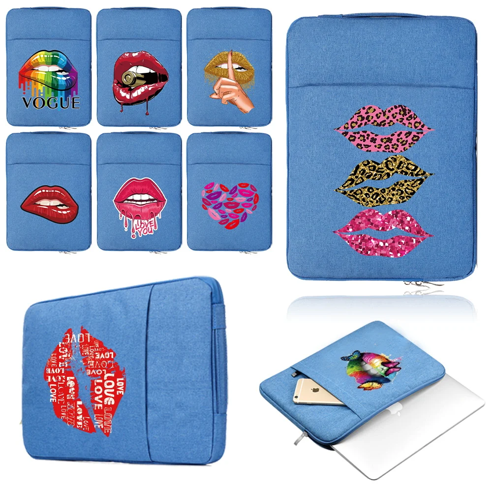 

2022 Lips Print Laptop Case Bag for 11 13 14 15 Inch HP Dell Huawei Bag 2022 WaterProof Handbag Sleeve Macbook Air Pro Cover
