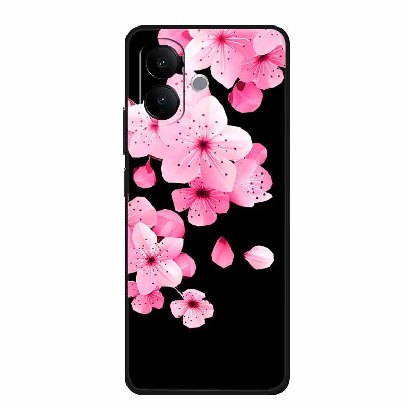 Фото Чехол для Vivo V60 Lite 4G 6,77 дюйма с мультяшными цветами, черный мягкий силиконовый чехол из ТПУ для Vivo V60 Lite 5G, чехол для телефона Fundas Shell №3