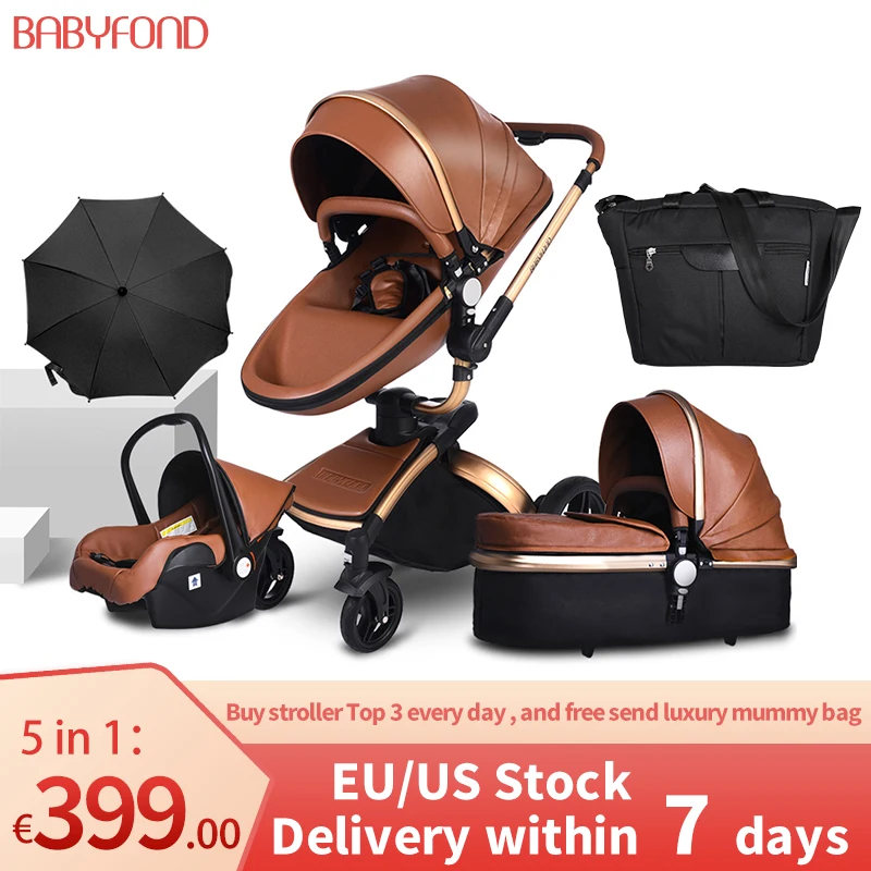 EU Stock Luxury Baby Stroller 3 In 1 Travel System High Land-scape Stroller With Bassinet Folding Egg Carriage For Newborn 906