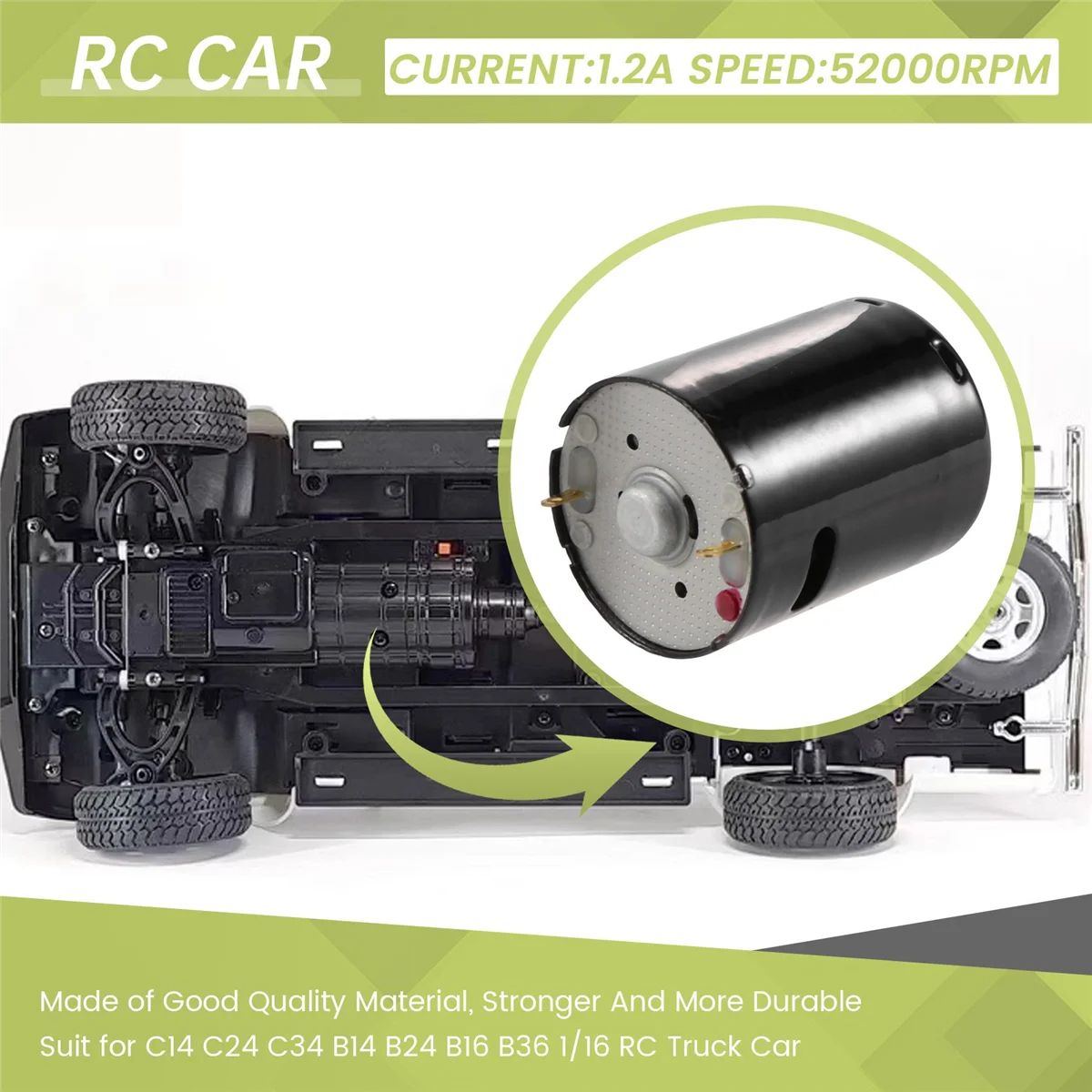 Матовый двигатель RC Car 6V 370 для WPL C14 C24 C34 B14 B24 B16 B36 1/16 Грузовик Обновление