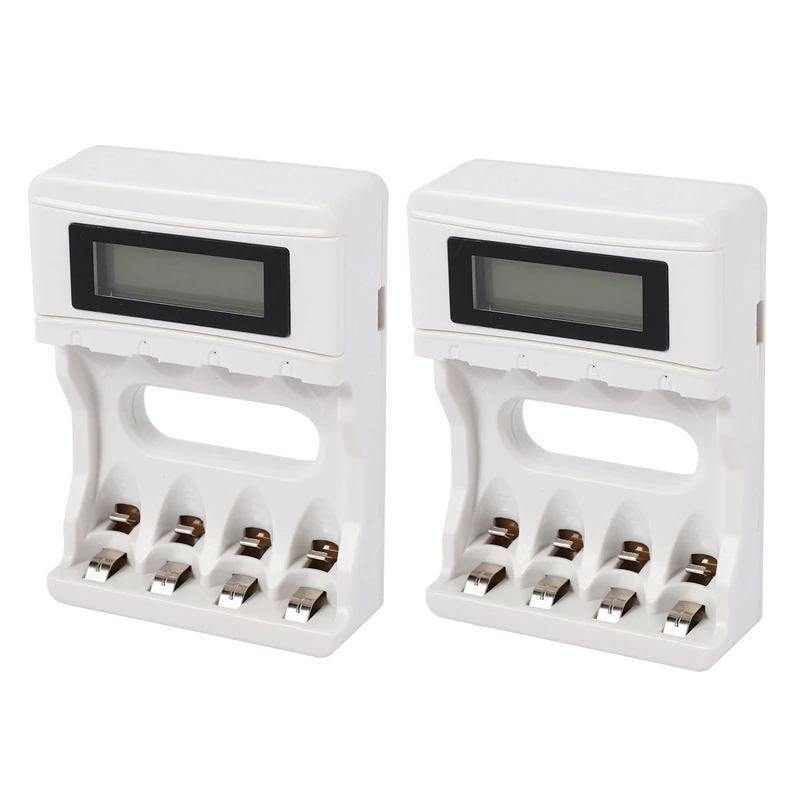2X 4 Slots Lcd Screen USB Battery Charger For Rechargeable Aa/Aaa/Ni-Cd/Ni-Mh
