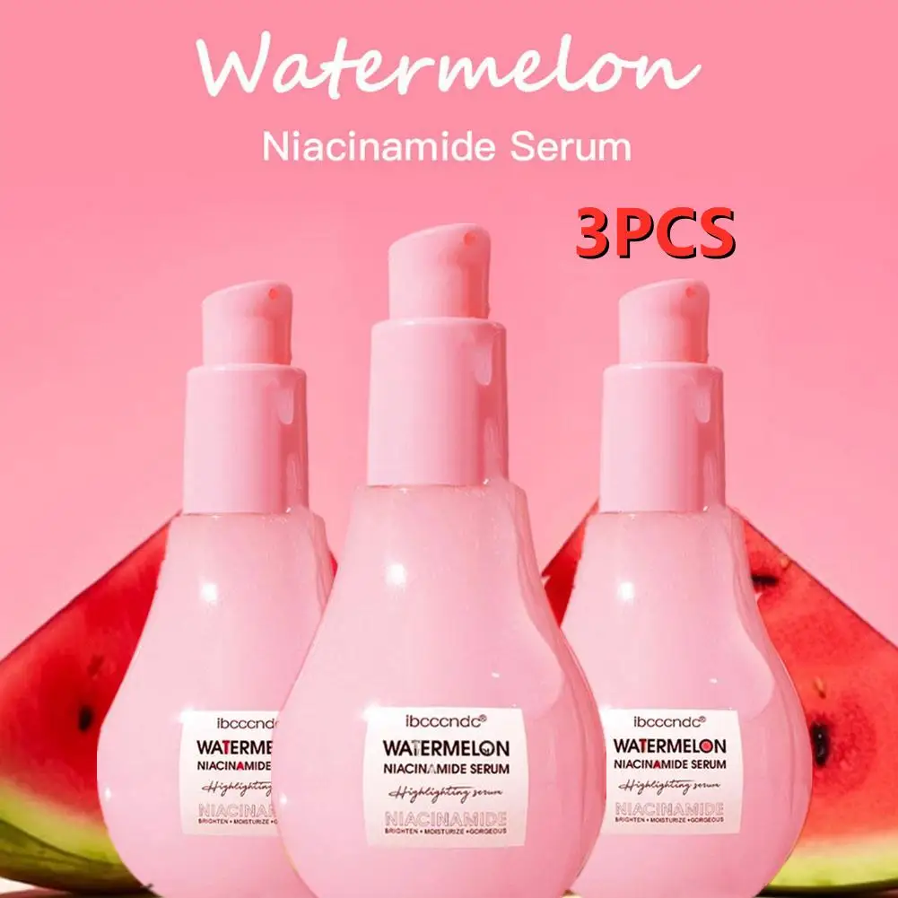 

3PCS New Watermelon Glow Niacinamide Dew Drops Hydrating Serum Lightweight Facial Serum Priming Liquid Highlighter 60ml