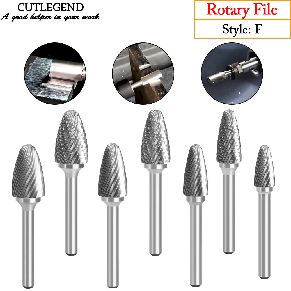 

Tungsten Steel Grinding Head Carbide Rotary File F Type Cylindrical Bit End Milling Cutter Single and Double Slot Milling Cutter