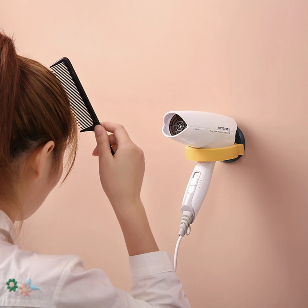 

Hair Dryer Holder Wall Mounted Bathroom Organizer Stand Shelf Storage Rack With Accessory Cable Hanger Free Hand Save Space Home