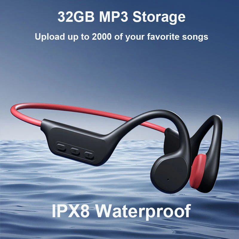 

Беспроводные Bluetooth-наушники TWS IPX8 с костной проводимостью, водонепроницаемые наушники с микрофоном, гарнитура для спорта, плавания, для смар...