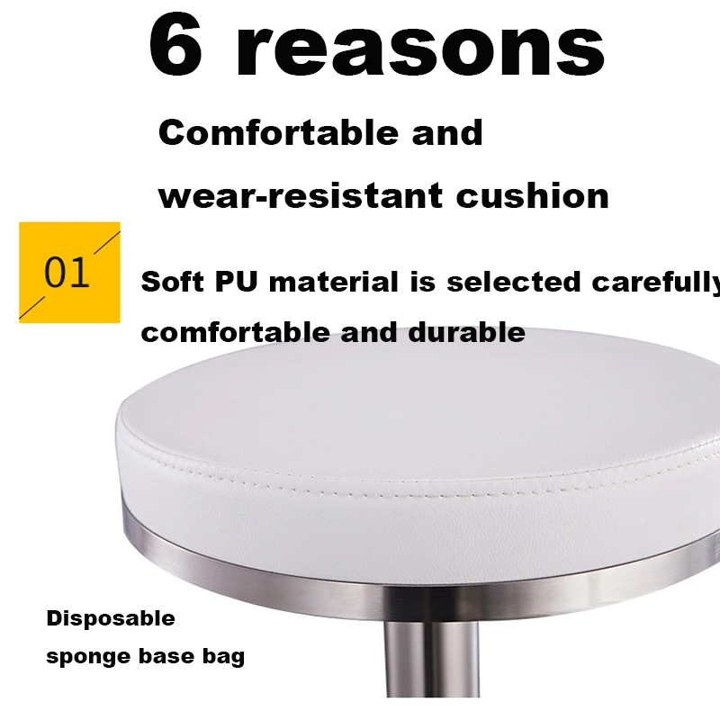 

Round Stainless Steel Wire High Chair Bar Lifting and Rotating Chair White Beauty Modern Bar Stool