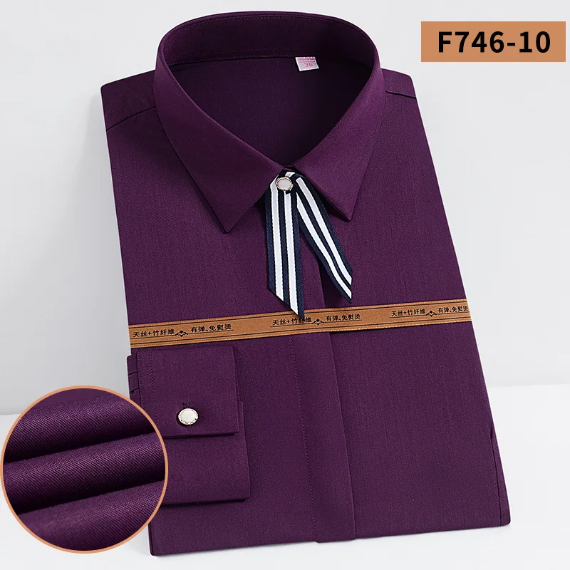 Shirt Women's Wrinkle-resistant Bamboo Fiber Long Sleeve Women's Summer Slimming Women's Professional Shirt  Slimming Overalls
