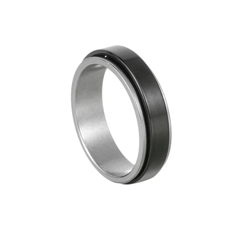 

Stainless Steel 6MM Wide Rotating Decompression Ring Sand Surface High-quality Color Retention Ring Couple 2-color Jewelry