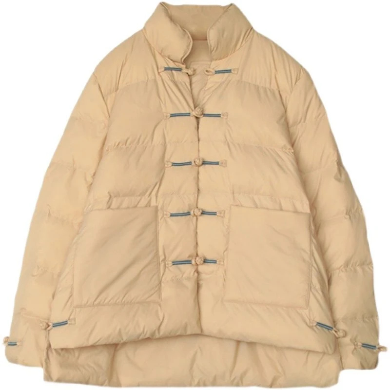 Vintage Stand Collar Down Jacket Women's Winter Warm Parkas 2022 New Outdoor Snow Coat Female Fashion Single-Breasted Outerwear