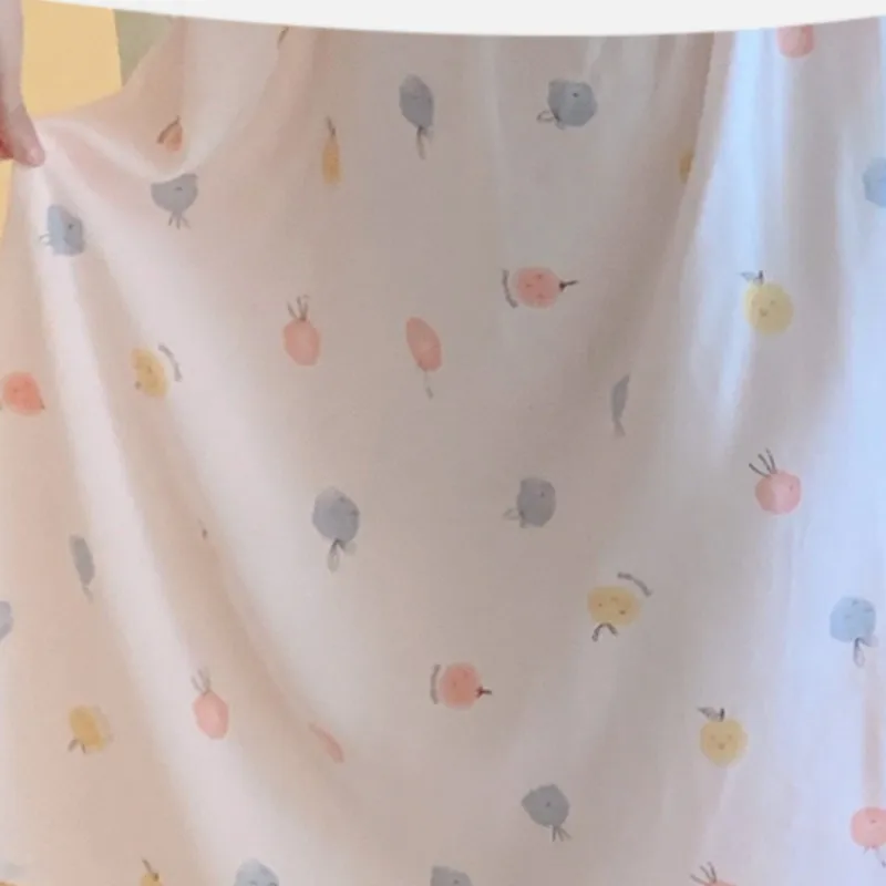 Summer Women's Tank Top Button Sleeping Dresses Thin Sleeveless Spaghetti Straps Floral Print Sleepwear Length To The Shank