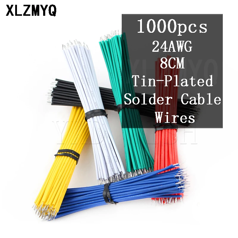 

1000Pcs 24AWG 8cm Tin-Plated Breadboard PCB Solder Cable Fly Jumper Wire Tin Conductor Wires 1007-24AWG Connector Wire Kit
