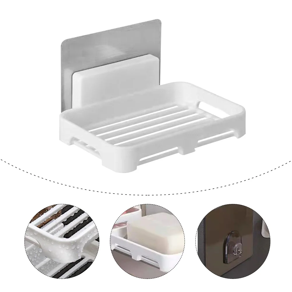 

10pcs Plastic Soap Trays Water Draining Soap Stands Wall-Mounted Soap Trays