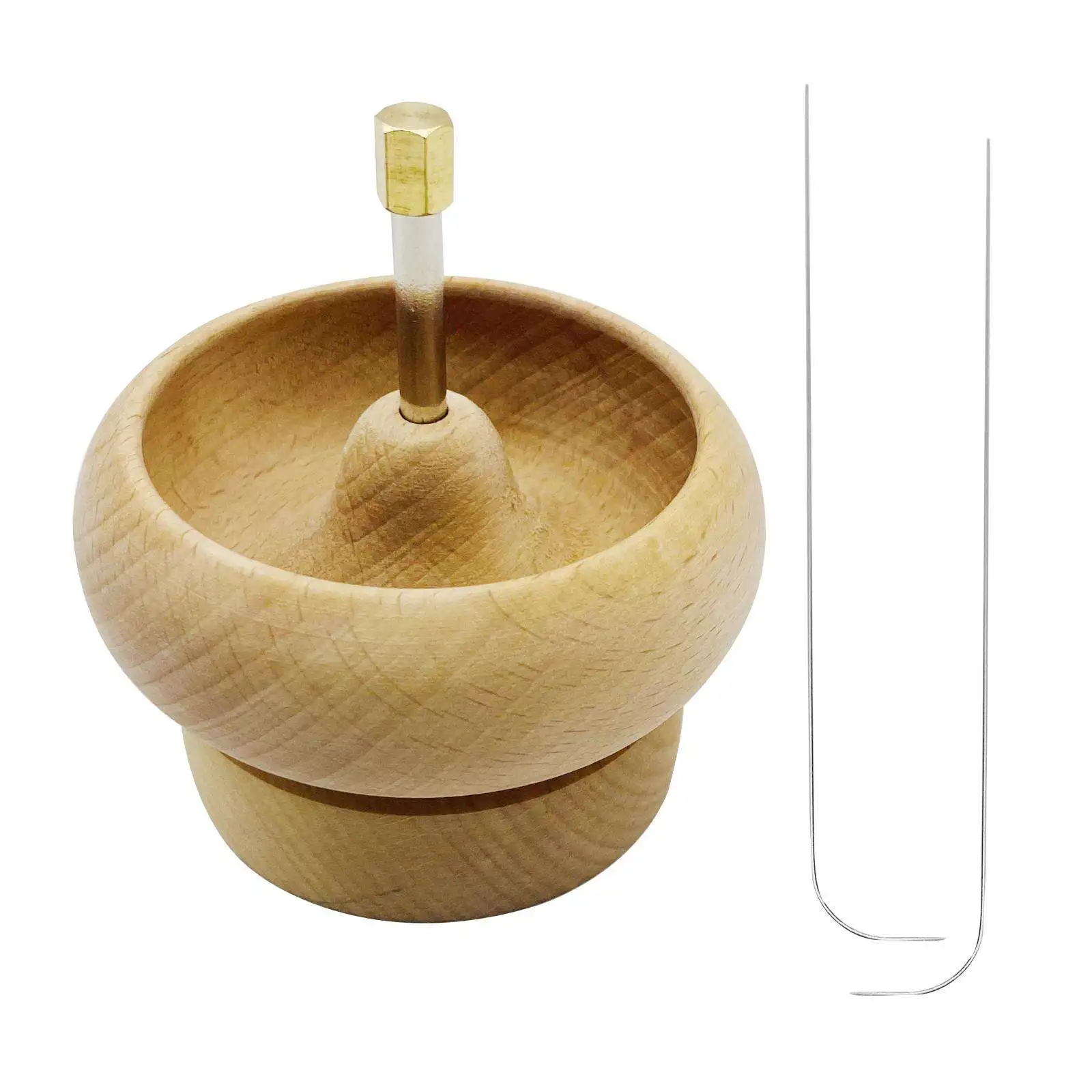 

Wooden Bead Spinner Bowl Spins Bead Loader w/Beading Needle for Quickly Crafting Sewing DIY Spinnings Necklace Jewelry Tool