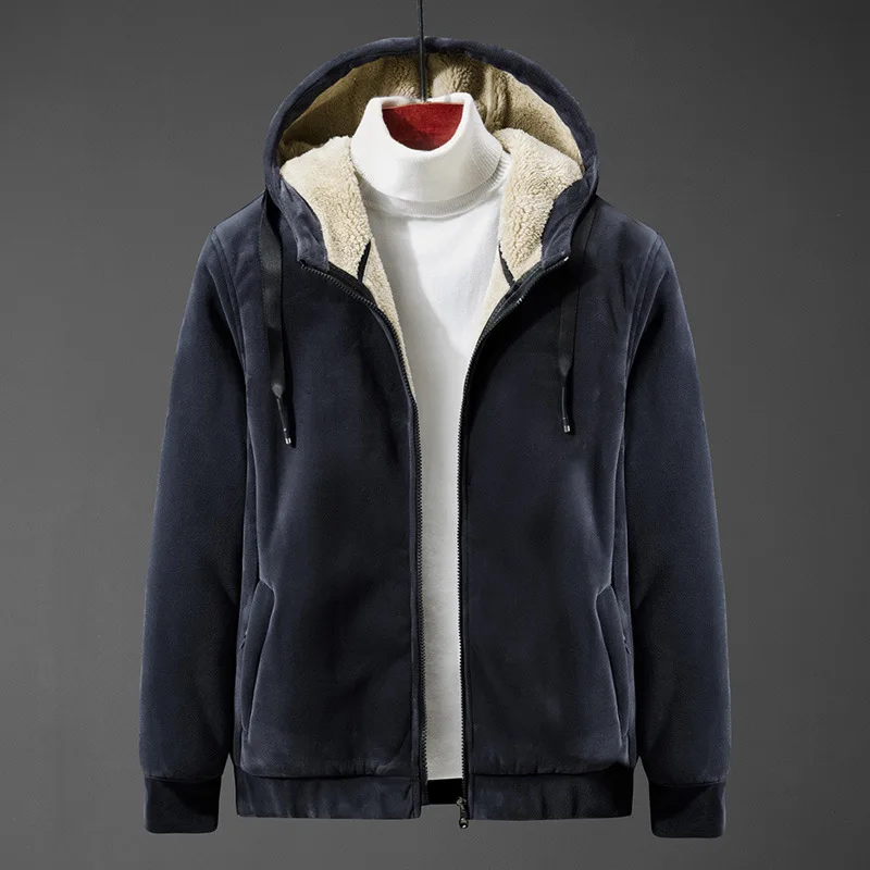 

Men's lamb fleece hoodie coat autumn winter new Male cardigan warm thickened men's hooded sweatshirt jacket Asian Size L-8XL