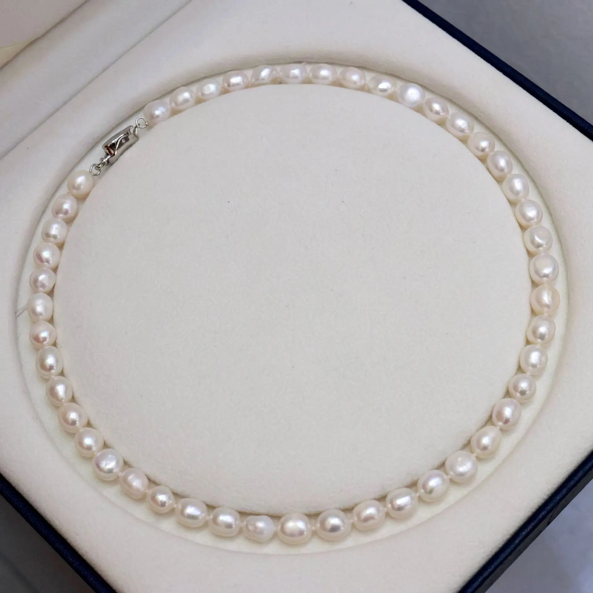 

Natural Pearl Necklace Baroque Opposite Pearl S925 Sterling Silver Buttoned Head Mother's Day Gift Choker Lrregular Necklace
