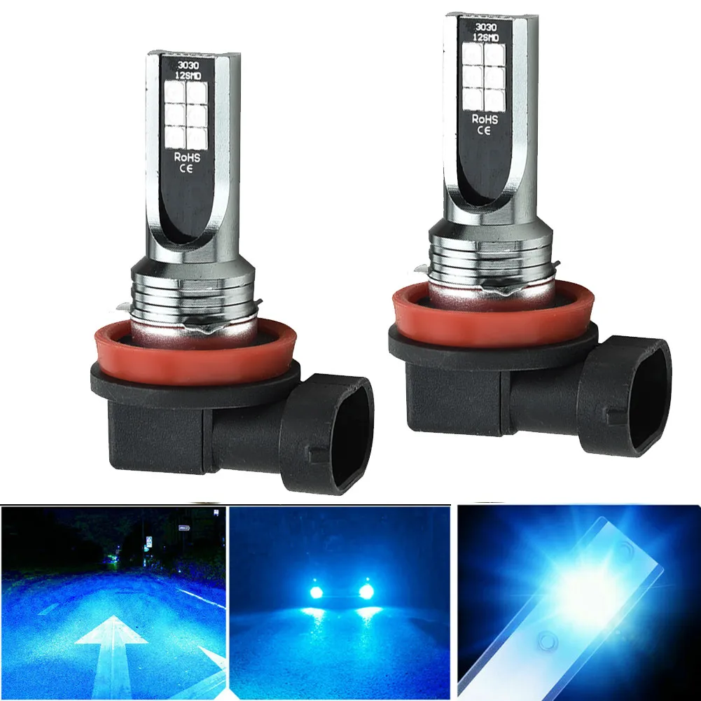 2pcs H11 Car CSP 3030 LED Headlights 110W 20000LM Fog Lights 8000K Blue Bulbs 12V 24V DRL Driving Lamps