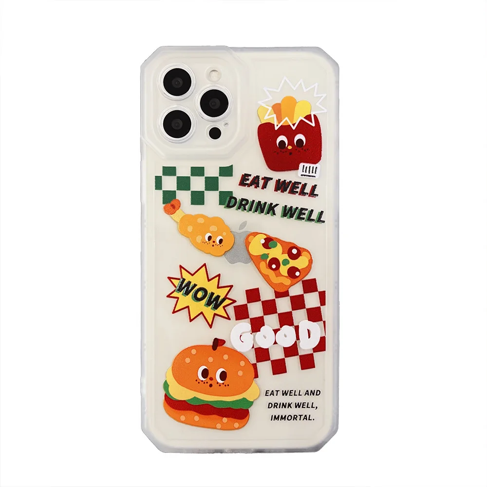 

French fries burger suitable for iphone13 apple 12 mobile phone shell 13promax new XS white 8p soft shell 11 sets