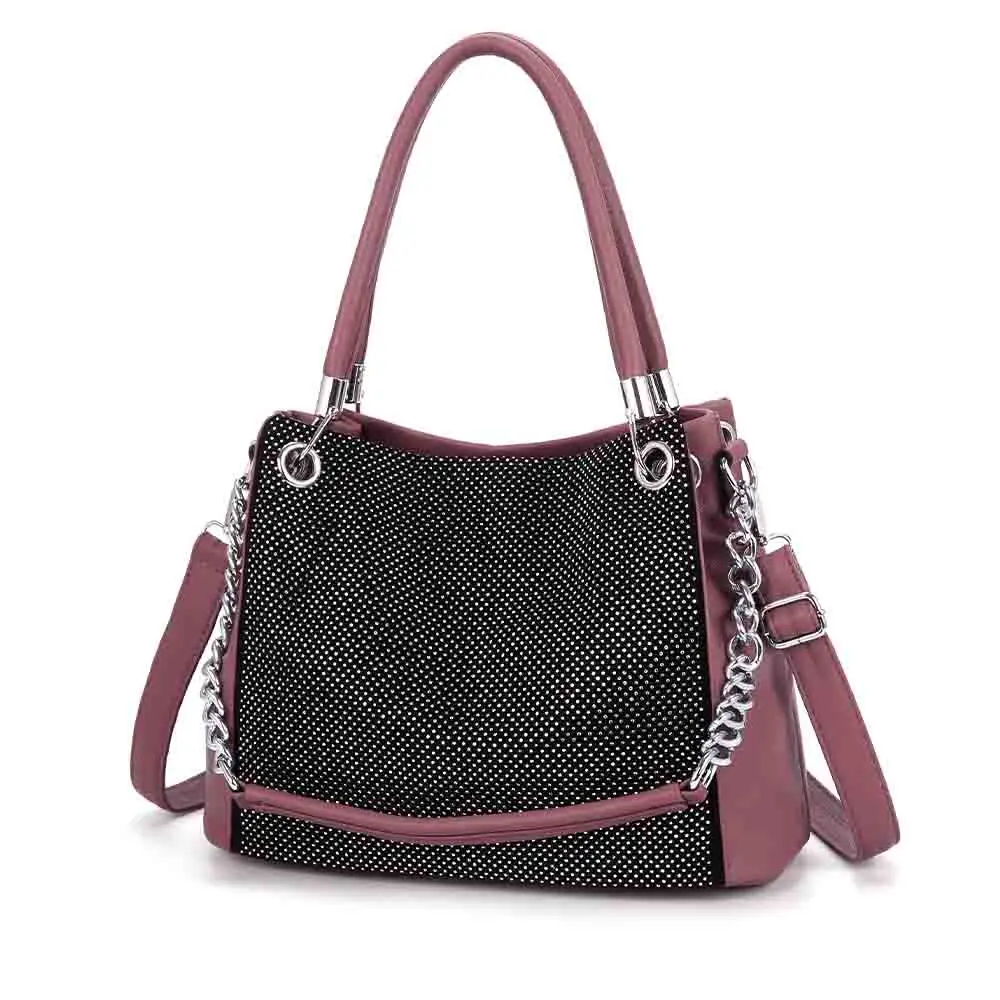 

Fashion Women Handbag with Shine Diamond Shoulder Quality PU Leather Handbagas Wedding Party Female Elegant Purses 2022 New