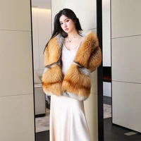 luxury brand ladies scarf soft long shawl winter new scarf fur fox fur large scarf two pocket shawl