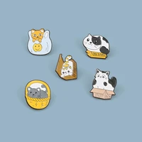 2pcs new alloy animal brooch cartoon cute cat shape enamel brooch clothes accessories badges anime pins