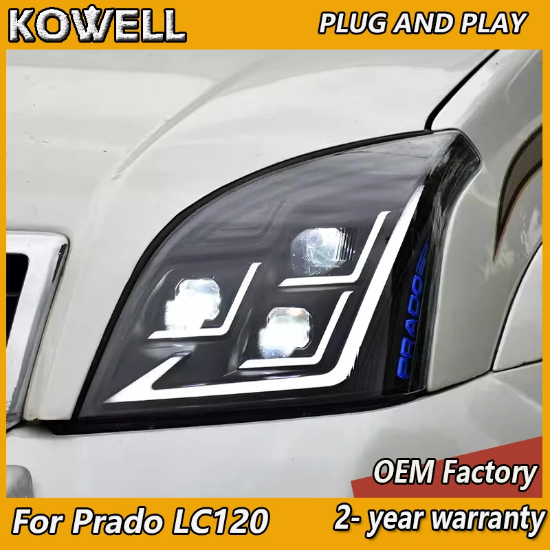Стайлинг автомобиля для фар Toyota Prado 2003-2009 головной фонарь LC120 DRL динамический
