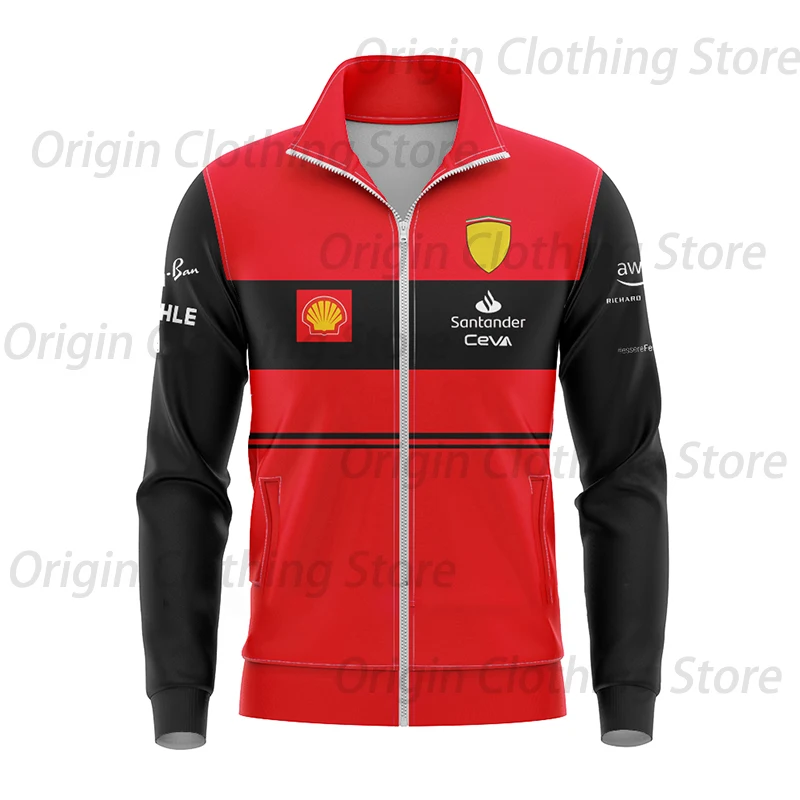 

Красная мужская куртка формула One F1 Ferrari из команды WINNOW с принтом, с коротким рукавом и молнией, уличная одежда для фанатов экстремального сп...