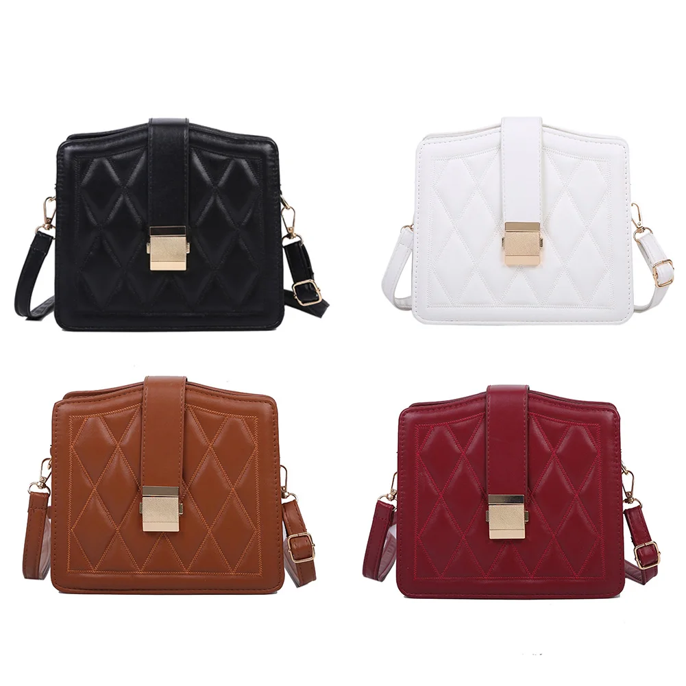 

Винтажные квадратные сумки через плечо из искусственной кожи, дамские маленькие Наплечные сумочки через плечо для женщин, дорожные украшен...