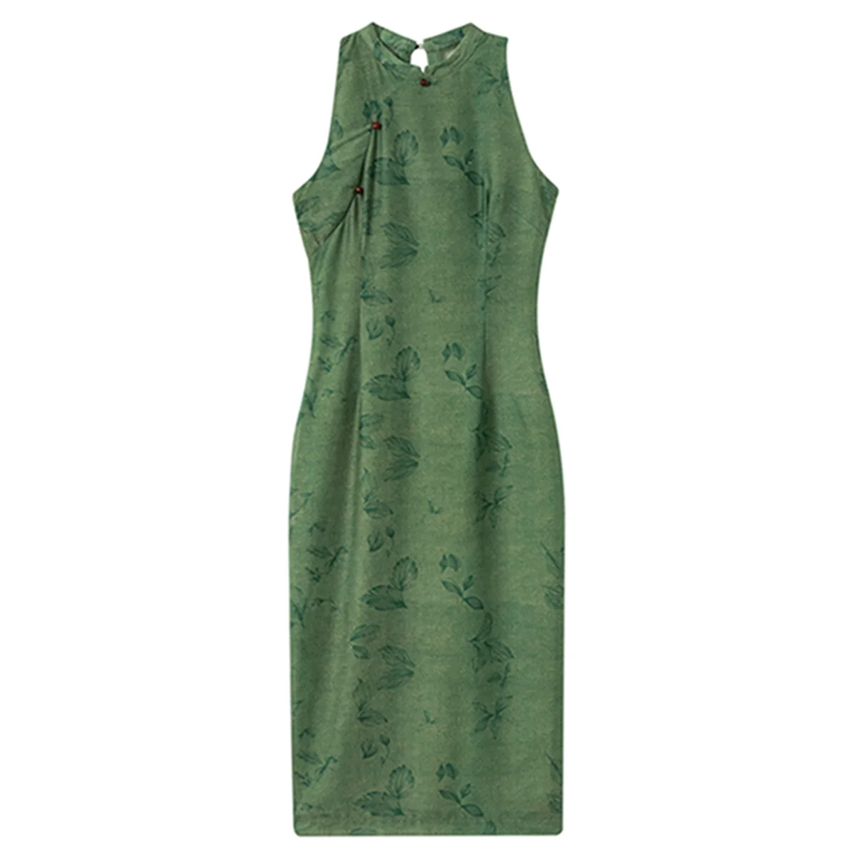 

Retro White Green Improved New Chinese Cheongsam Dress Mid-Length 2022 Summer
