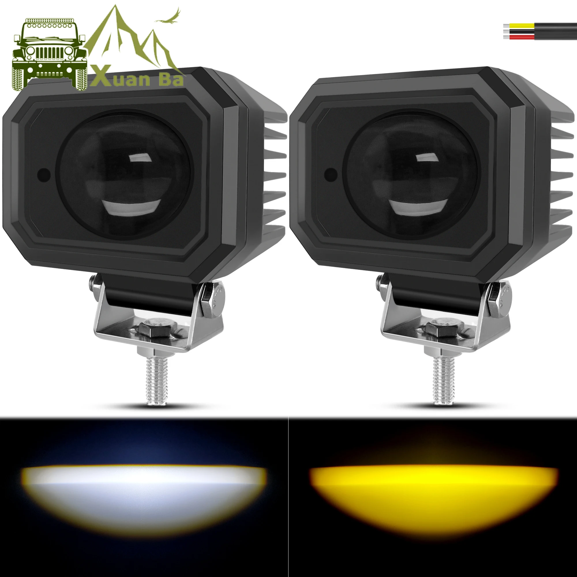 

СТГ ближний свет 4 дюйма светодиодный рабочий свет для мотоцикла, грузовика, автомобиля, квадроцикла, вспомогательная фара дальнего света, 12 В, 24 В, желтый, белый, двойной цвет, противотуманные фары