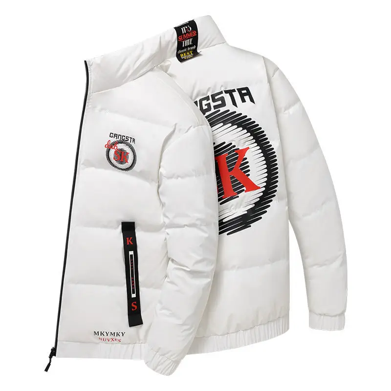 Men's short stand-up collar padded coat 2022 new shiny trend loose down padded jacket padded jacket