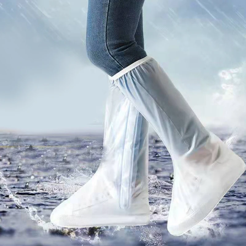 

Reusable Water Proof Shoe Cover Long Length Slip-resistant Zipper Rain Boots Overshoes Waterproof Rainy Days Useful Tools