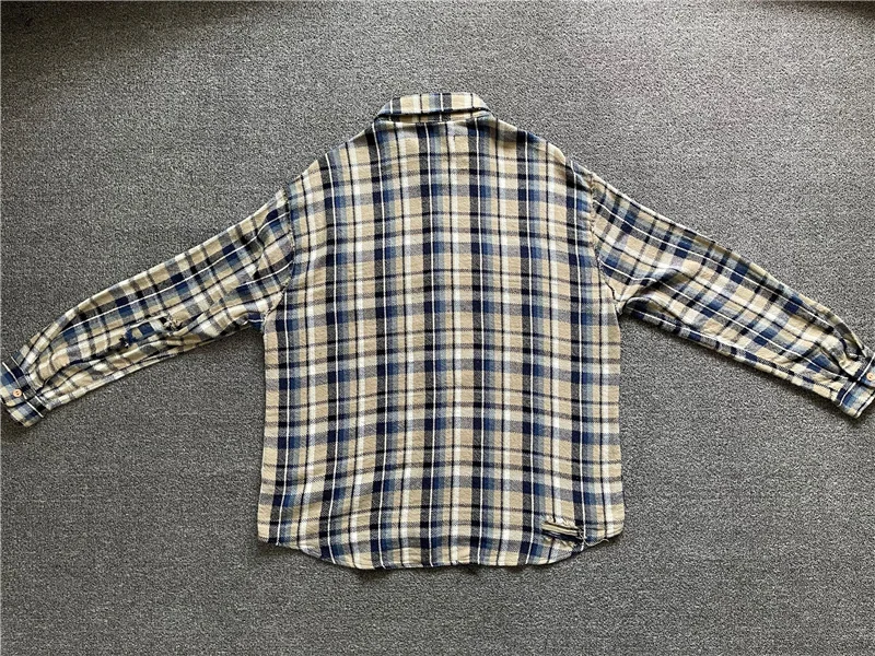Quality Heavy Fabric High Plaid Kenijima Shirts Men 1:1 Unisex Destroy Fashion Shirt Flannel VUJADE Women Pocket Blouse