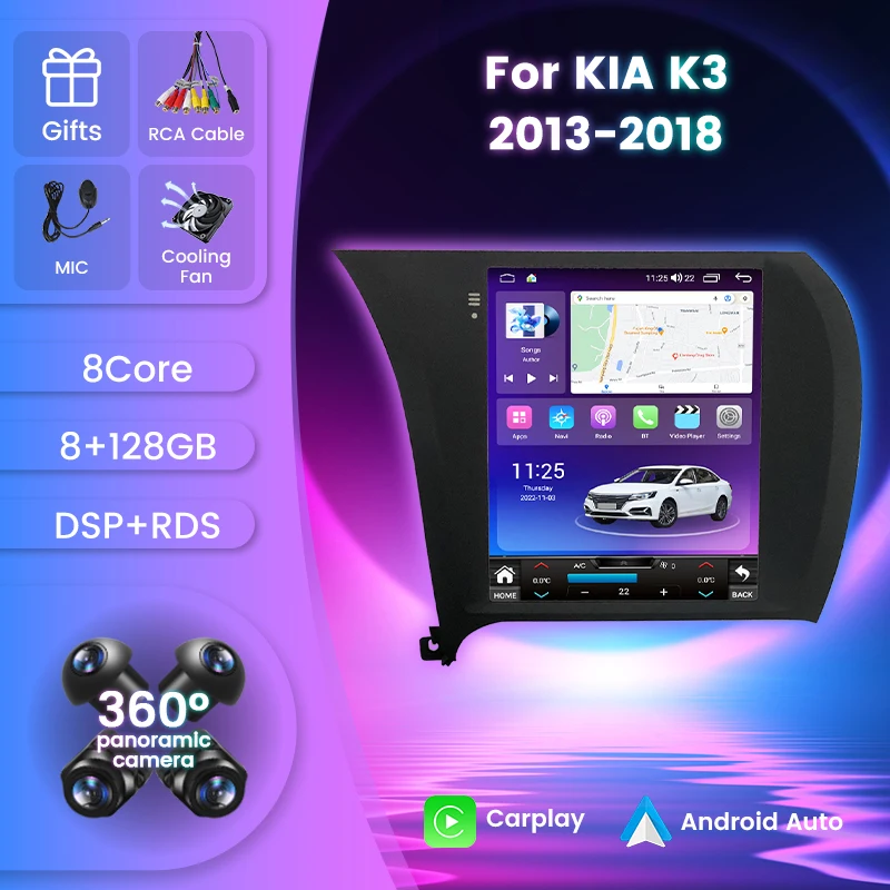 

Автомагнитола на Android 11, 9,7 дюйма, 8 + 128 ГБ, GPS, Wi-Fi, BT
