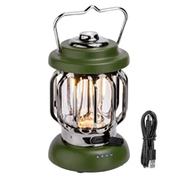 2022 new outdoor retro hanging camping lamp lantern rechargeable led camping light portable camping tent emergency light