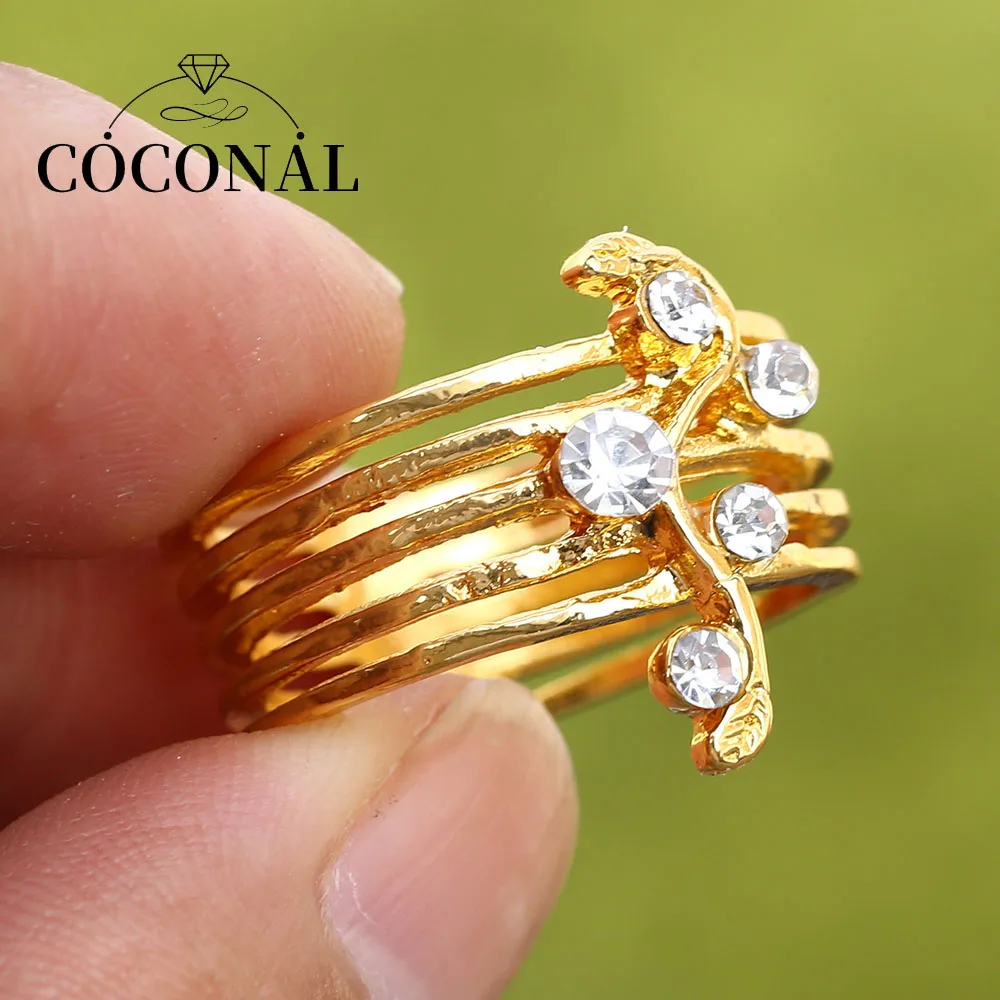 

Coconal Fashion Zircon Leaf Multi-Layer Women's Ring Trend Hip-Hop Rock Style Party Popular Jewelry Creative Gift