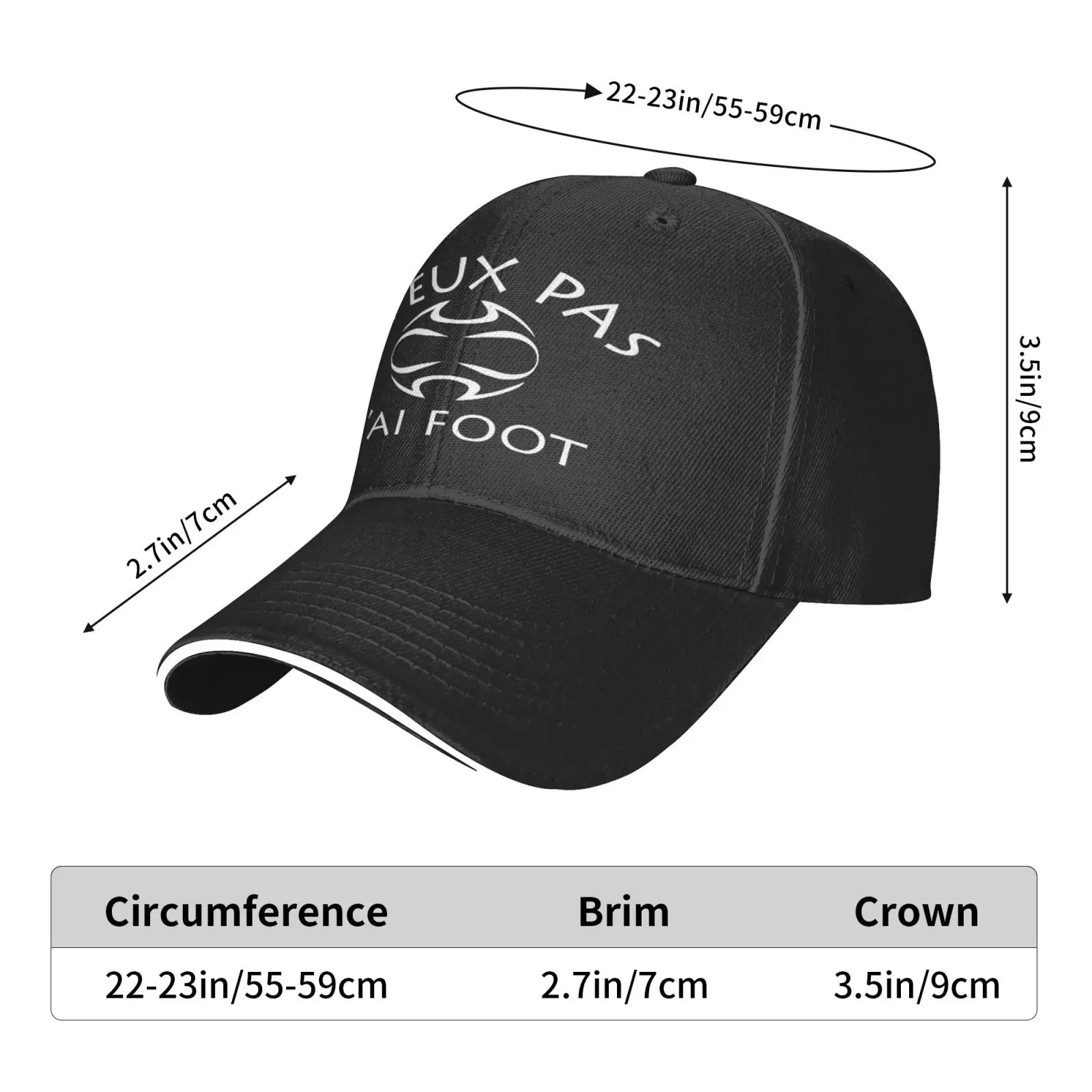 

Jpeux Pas Jai Foot Baseball Cap For Men Hat Male For Boys Women's Cap 2022 Black
