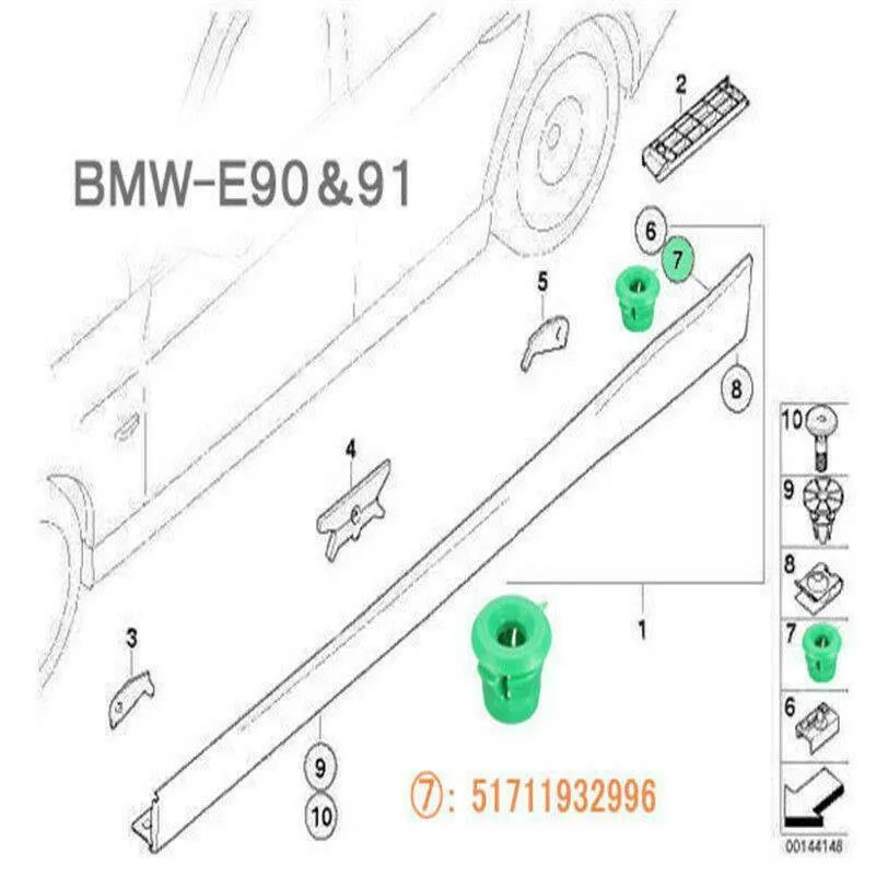 

Panel White Side Skirt / Trim Clips 20 Pcs Clips For BMW E36 E46 E90 PA6