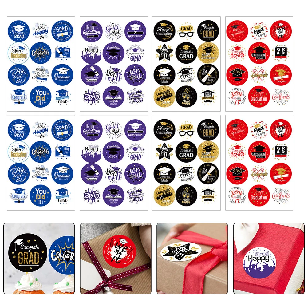 

24 Sheets Graduation Season Gift Label Stickers Cake Cookie Bag Packing Stickers