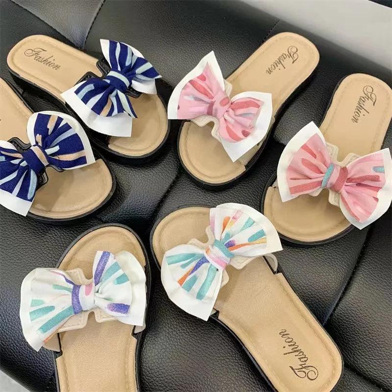 Congme Girls Slippers Summer Fashion Korean Style Kids Outing Heels Slippers Anti-Slip Casual Sandals Beach Shoes