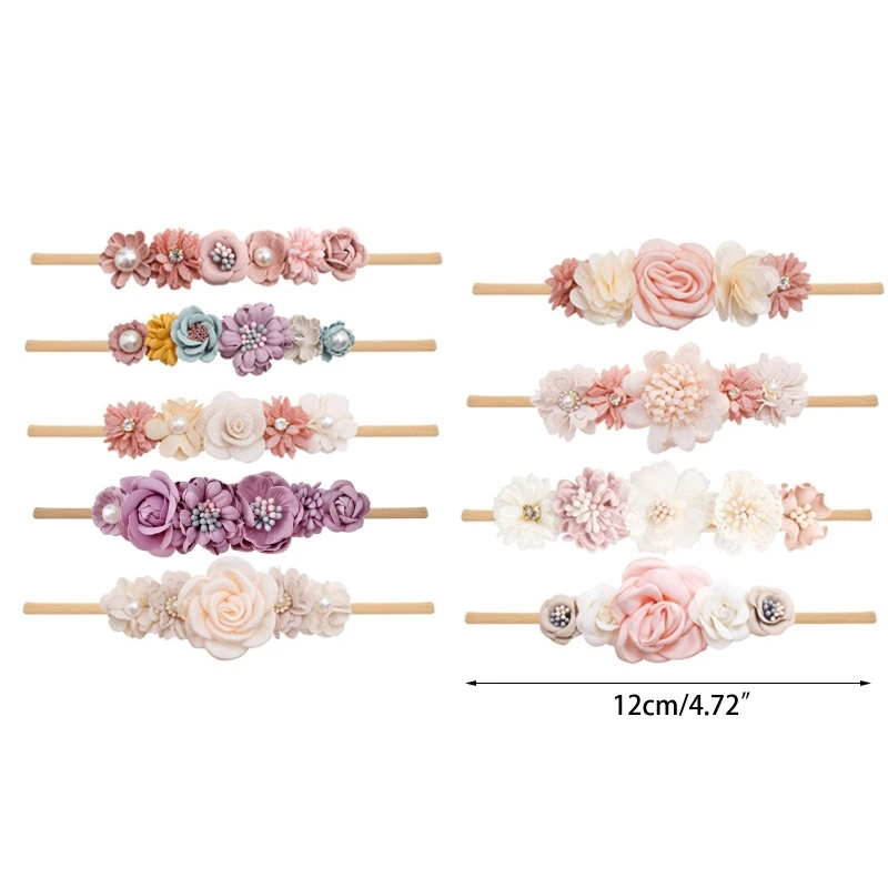 Детская повязка на голову с искусственным цветком стодневная для новорожденных