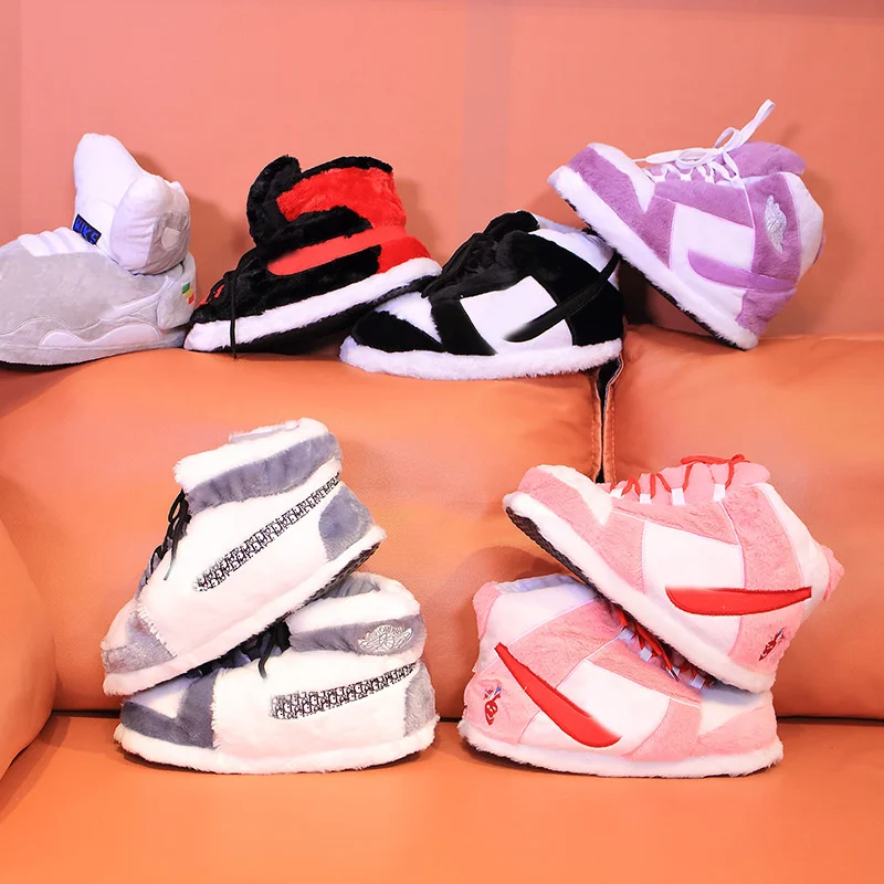 

2022 Winter Women's Home Slippers Lace Up Warm Cotton Woman Flat Sneakers Slipper For Couple Female Flip Flop House Shoes