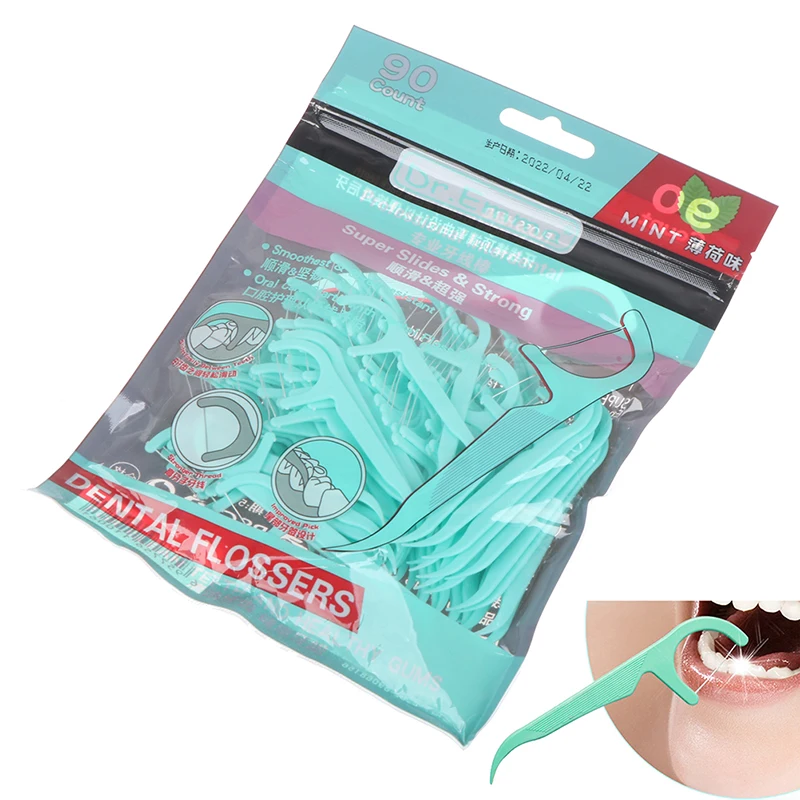 

90Pcs Dental Floss Flosser Picks Toothpicks Teeth Stick Tooth Cleaning Interdental Brush Dental Floss Pick