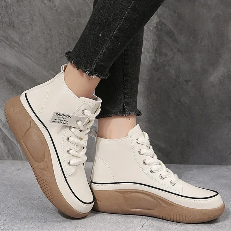 

Fashion Women's Shoes 2022 Women's Sneakers Platform Design Lace Up Heightening Casual Vulcanized Shoes Zapatillas Mujer