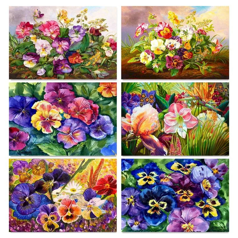 

GATYZTORY DIY Frame Painting By Numbers Pansy Flower Acrylic On Canvas Wall Art Picture Drawing Home Decor For Living Room